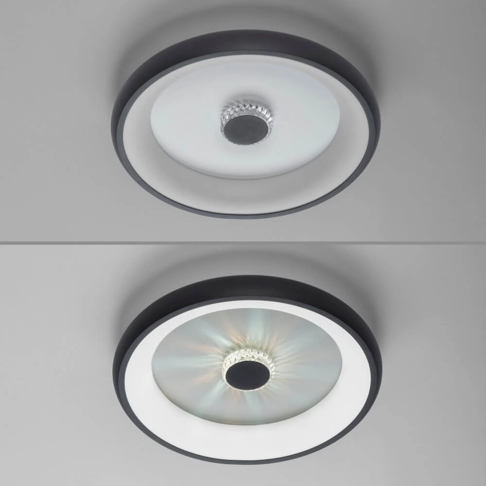 Ronde plafondlamp Vertigo zwart Ø 46,5cm Just Light 4043689994723