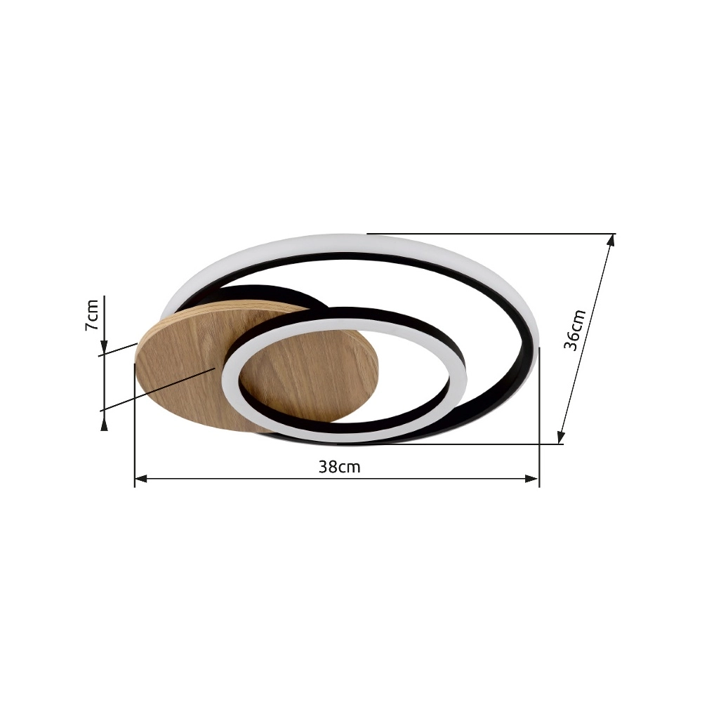 Design plafondlamp Julio zwart met hout Globo 9007371471386