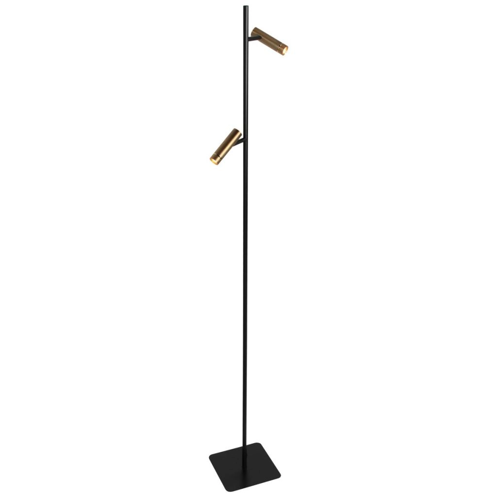 Vloerlamp 2-lichts Lumo zwart met goud