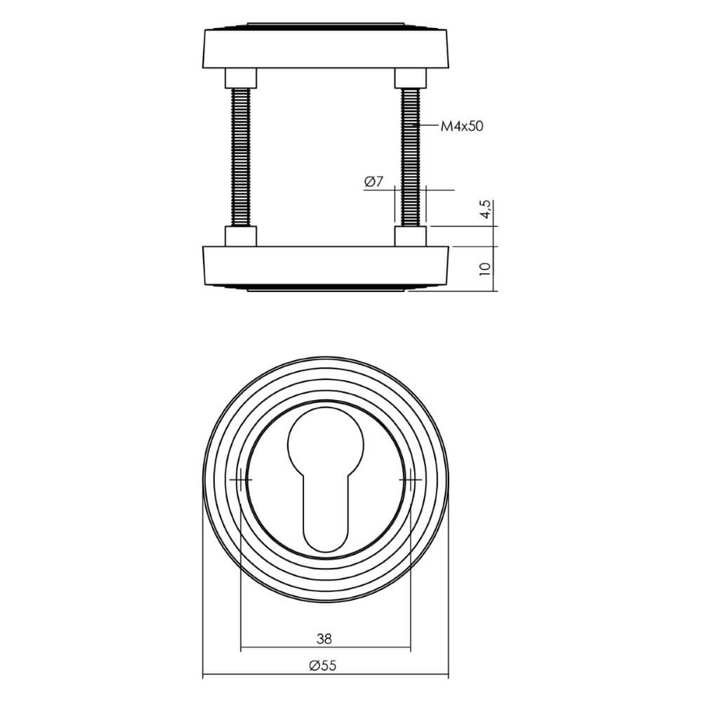 Rond cilinderrozet Tira met nok zwart Intersteel 8714186568279