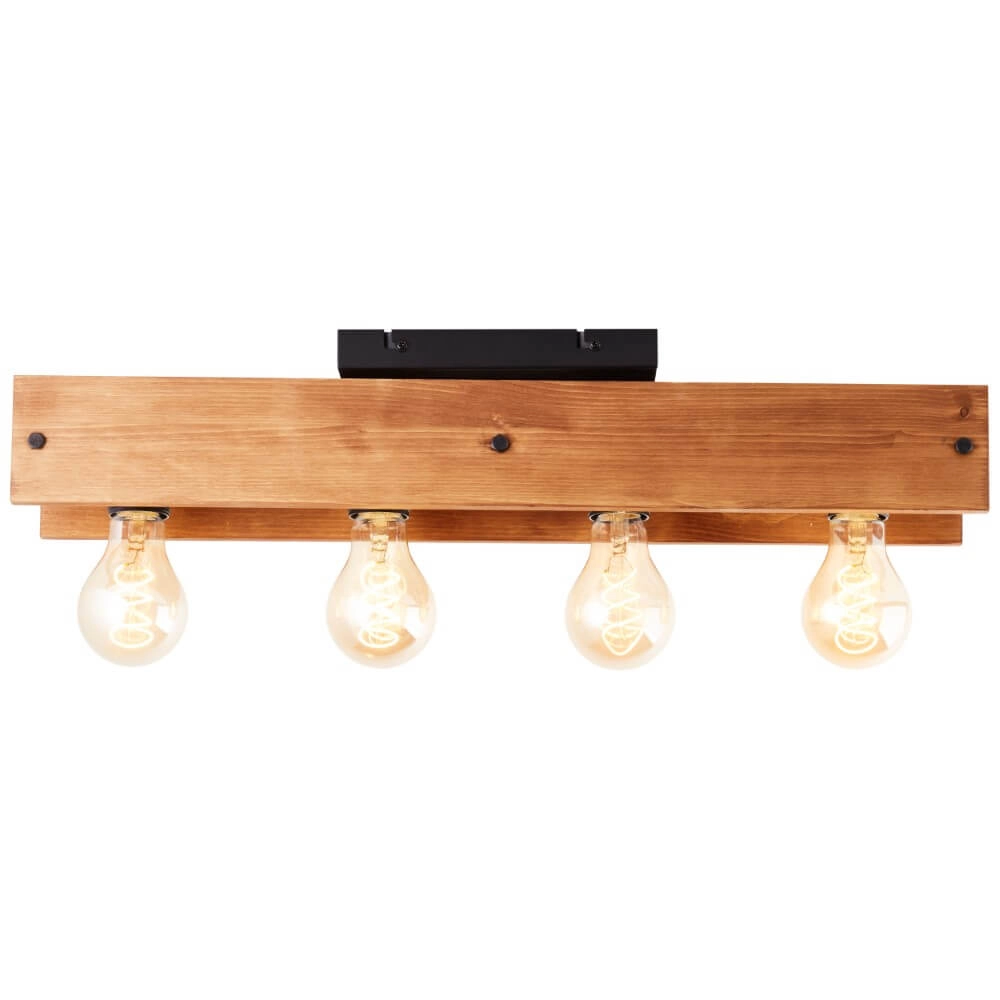 Plafondlamp Calandra 4-lichts zwart met houtbruin