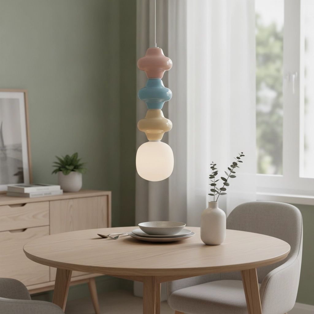 Hanglamp Clio L gekleurd keramiek met wit glas
