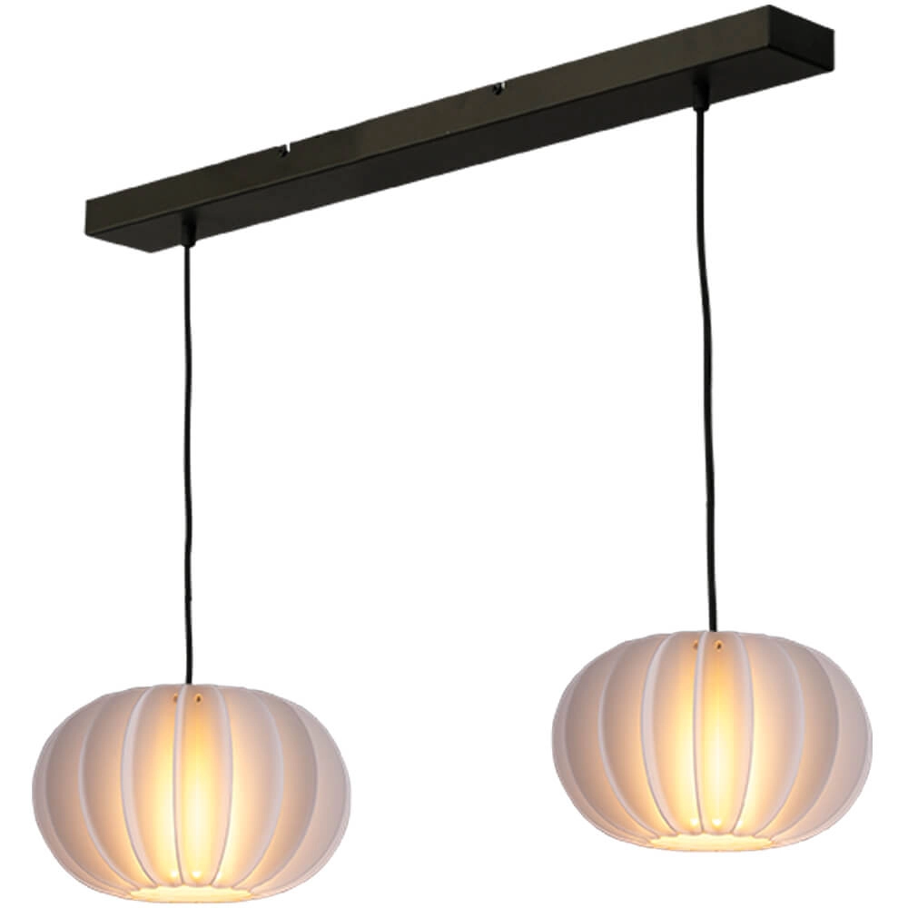 2-lichts hanglamp Arena met witte kappen