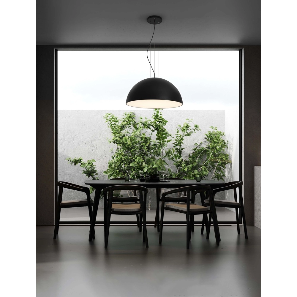 Strakke hanglamp Tholos zwart Ø 70cm
