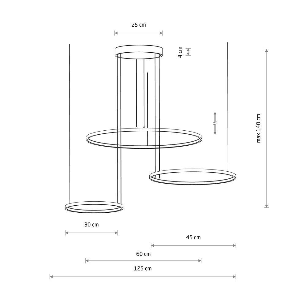 Design hanglamp Circolo Led 3 ringen zwart Lyora 5903139116480