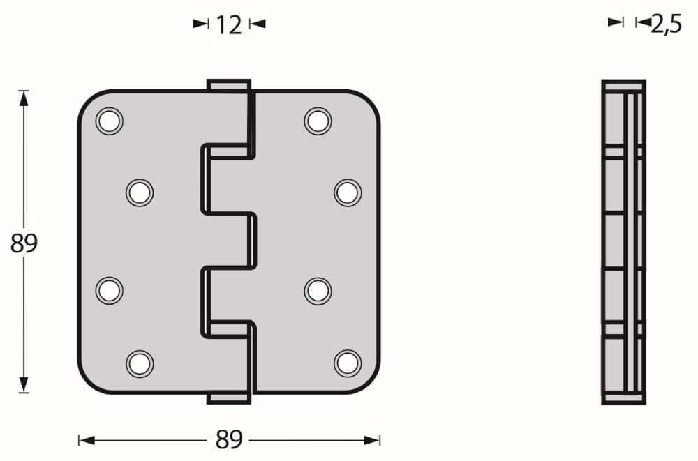 Kogellagerscharnier Rotura afgerond tot 70kg zwart Intersteel 8714186434093