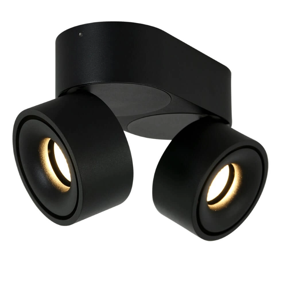 Strakke opbouwspot Fez Black 2-lichts zwart Steinhauer 8712746132502