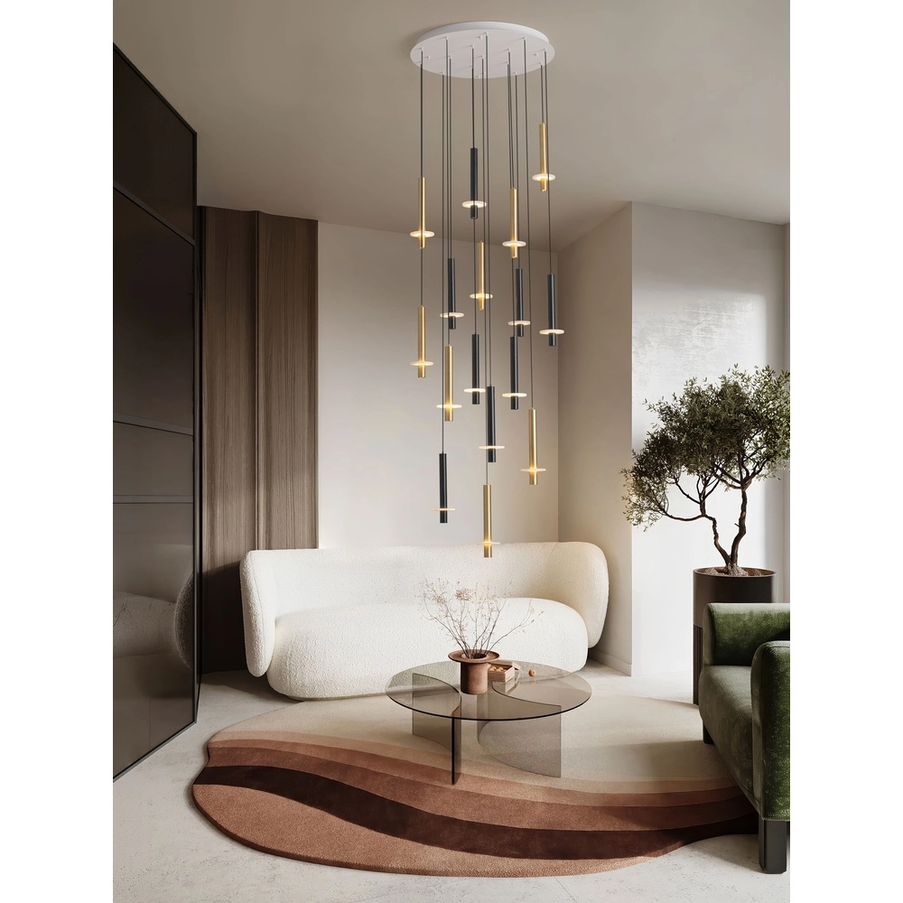 Design hanglamp Noemi zwart met wit en goud Ø 72cm