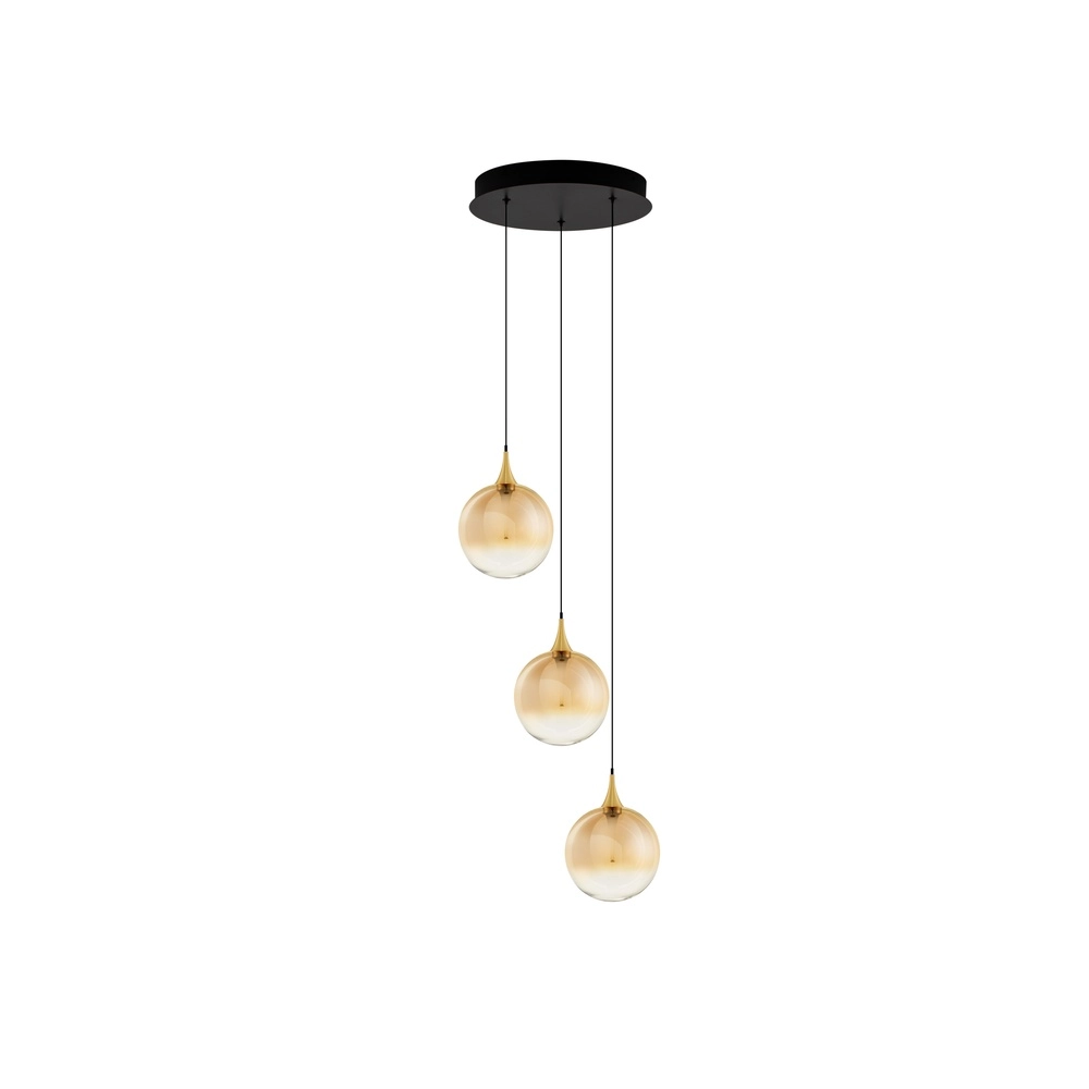 Hanglamp Orenda 3-lichts amber glas Lyora 5212017477637