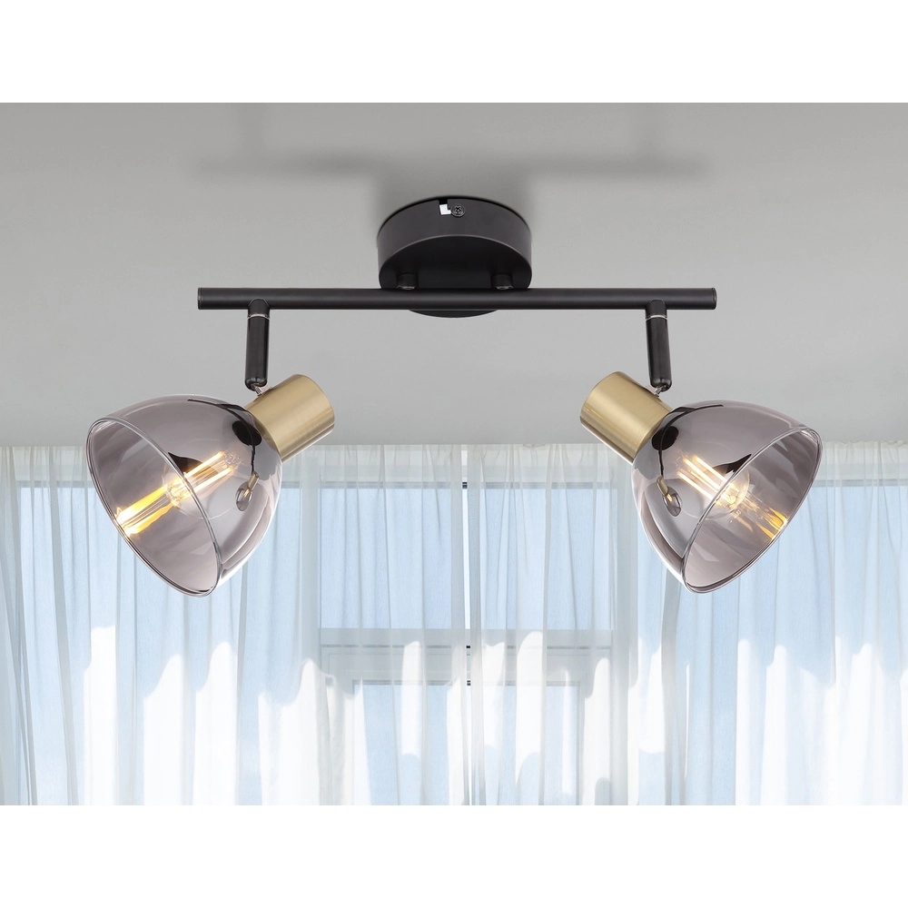 Design plafondlamp Jay 2-lichts zwart met smoke Globo 9007371396399