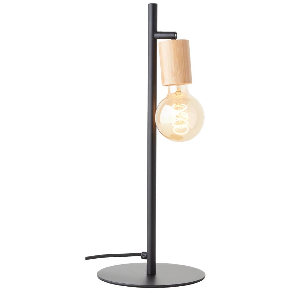Wandlamp Benny zwart met hout Brilliant 4004353408397
