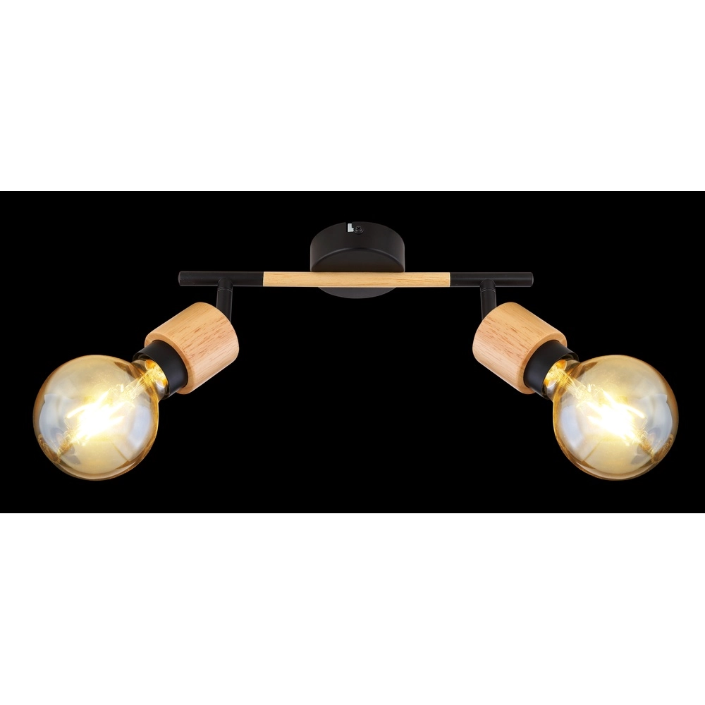Plafondlamp Jorna 2-lichts zwart met hout Globo 9007371402281