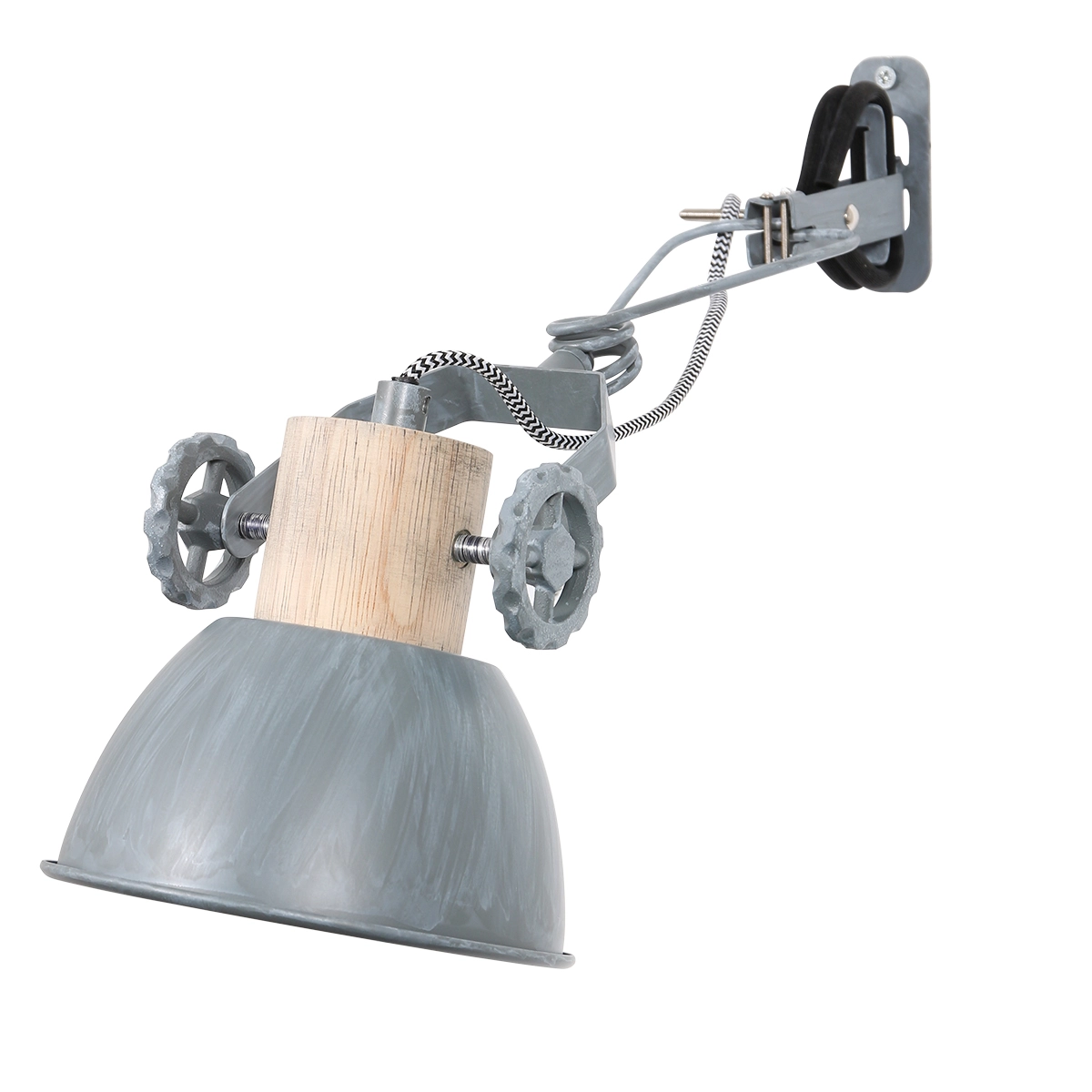 Klemspot Gearwood zinkgrijs met hout Steinhauer 8712746133776