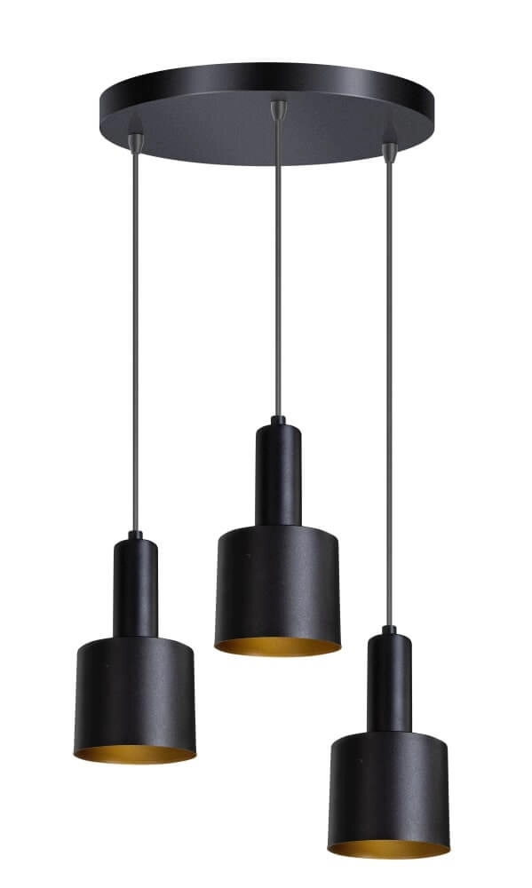 Zwarte hanglamp Sledge 3-lichts zwart met goud