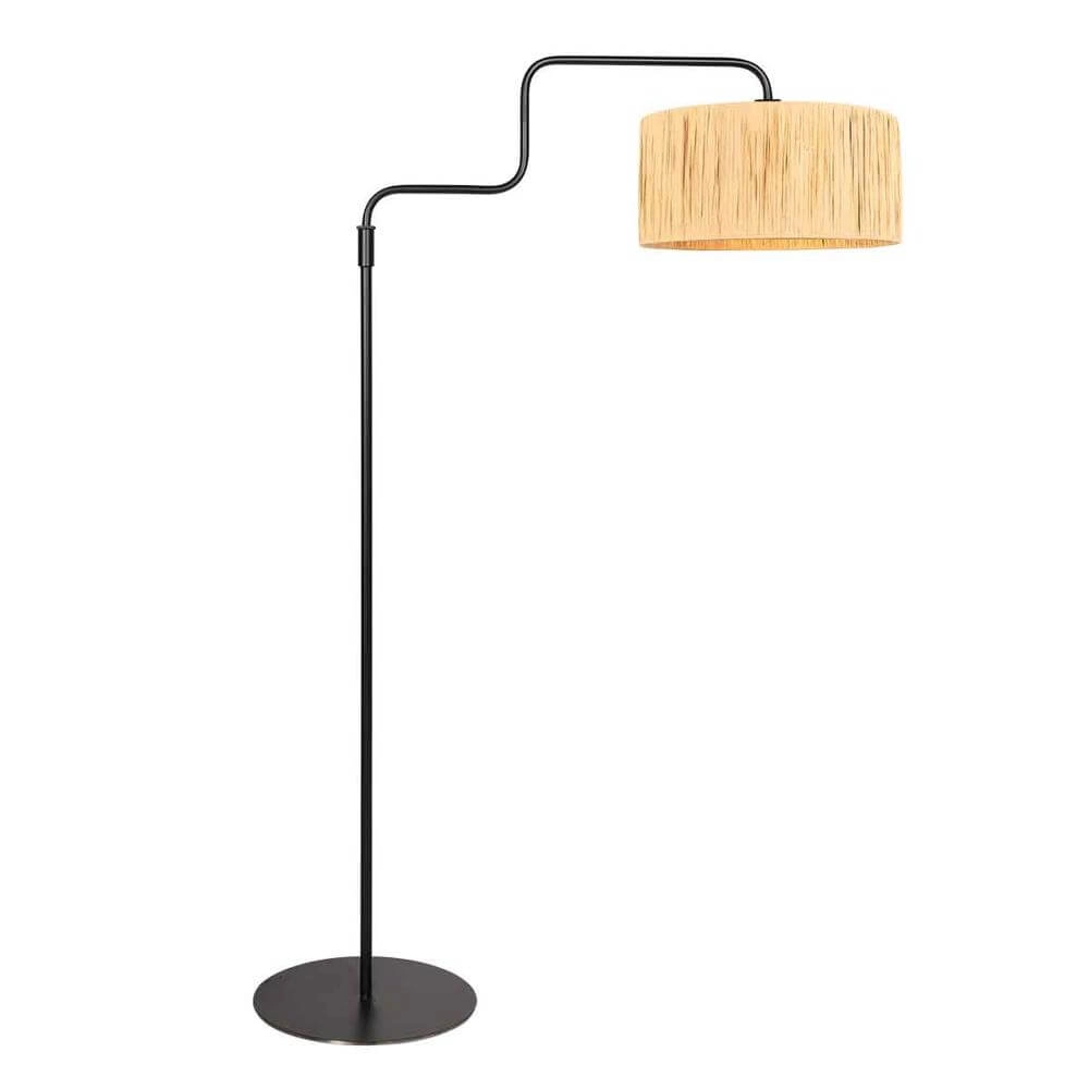 Vloerlamp zwart Bloeba met strokleurige kap