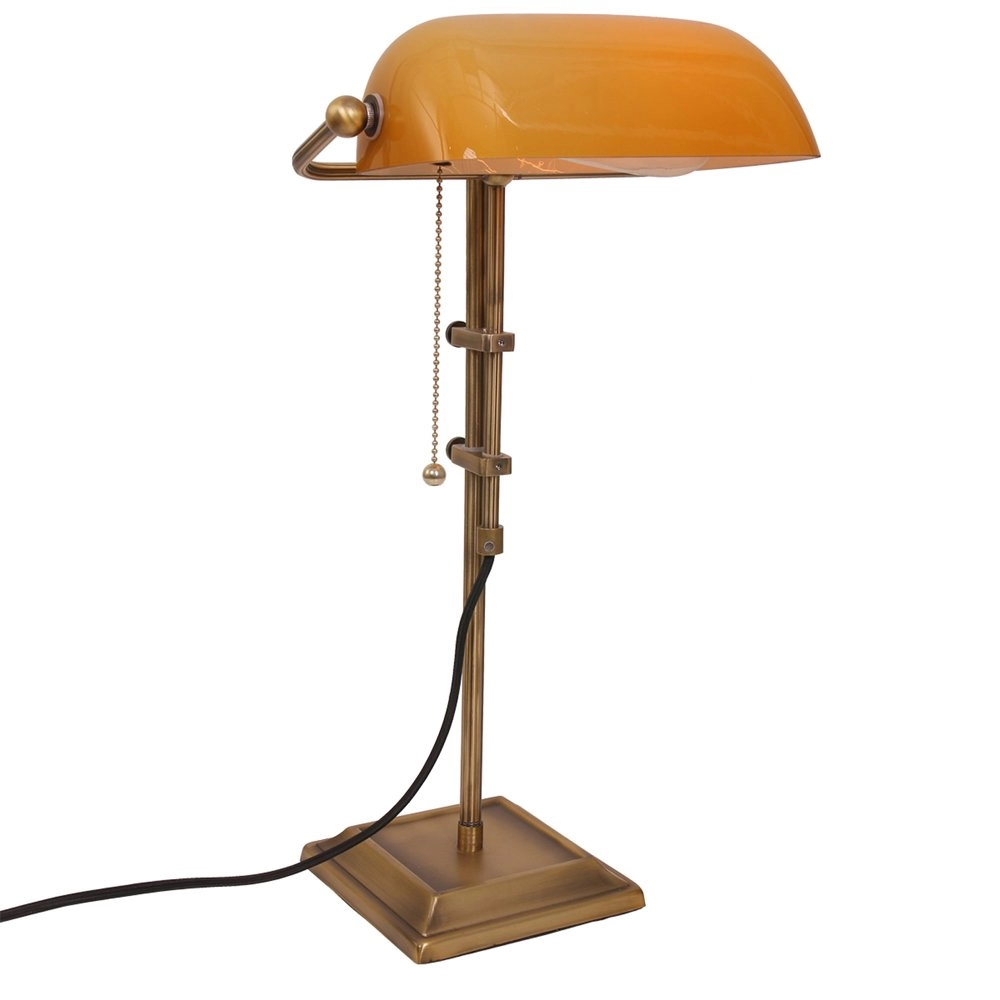 Bankierslamp Ancilla brons met bruin