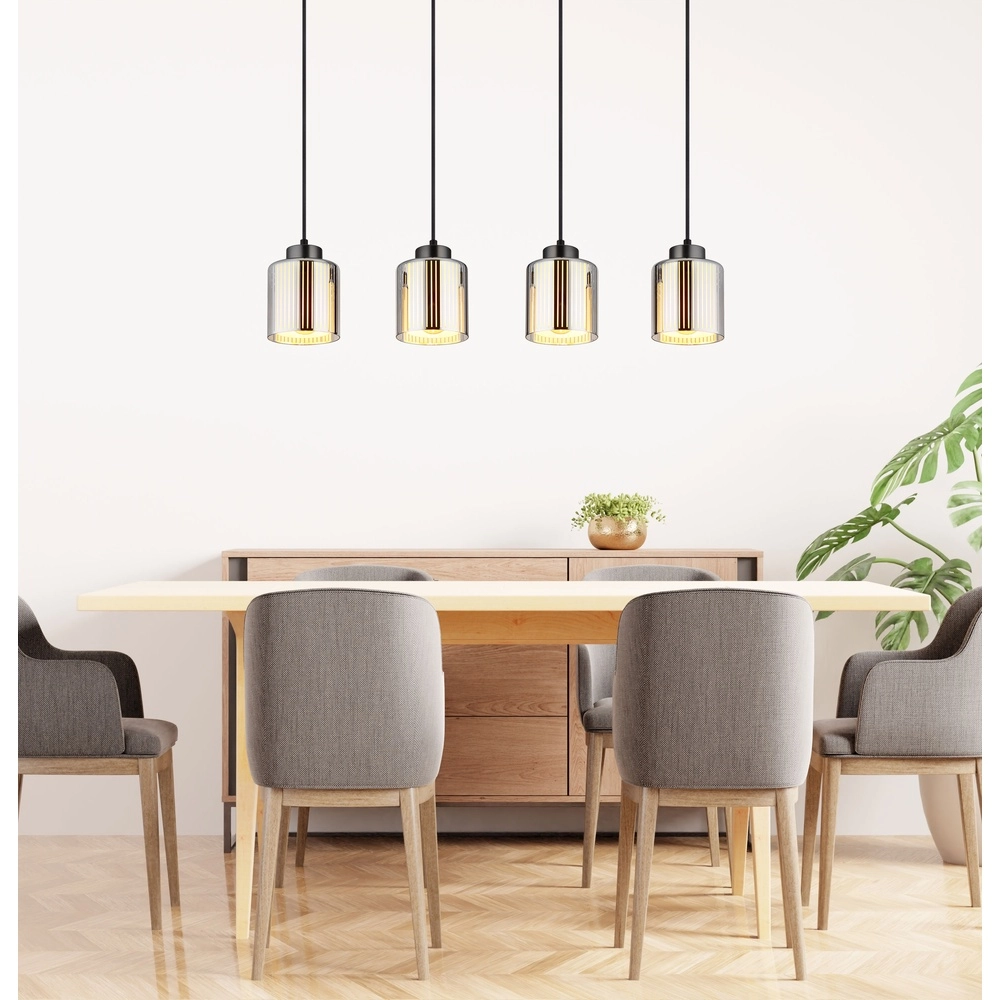 Design hanglamp Felicia gunmetal 4-lichts Globo 9007371525966
