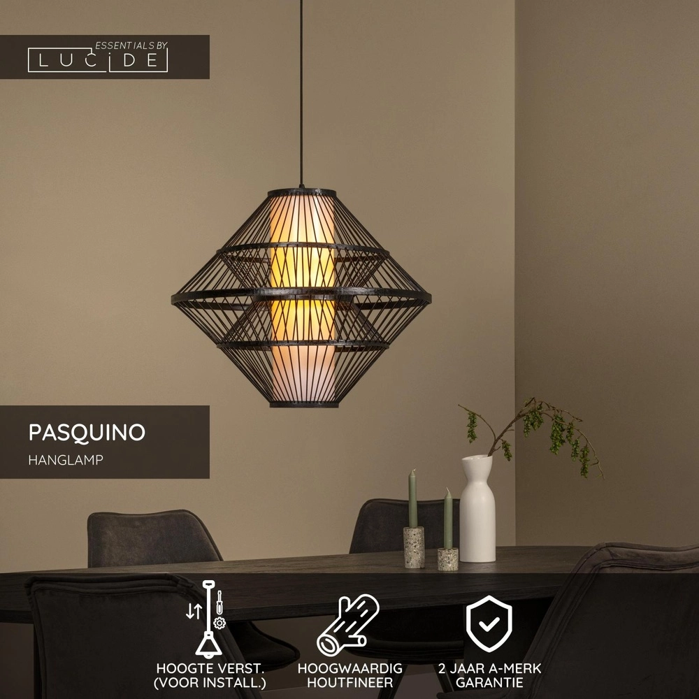 Hanglamp Pasquino Ø 60cm zwart Lucide 5411212212252