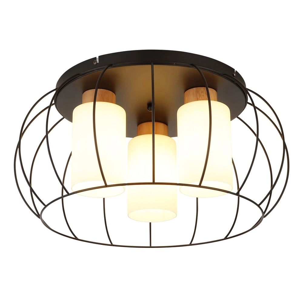 Plafondlamp Rowena 3-lichts zwart