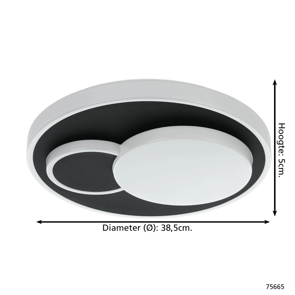 Moderne plafondlamp Lepreso zwart rond Eglo 9002759756659