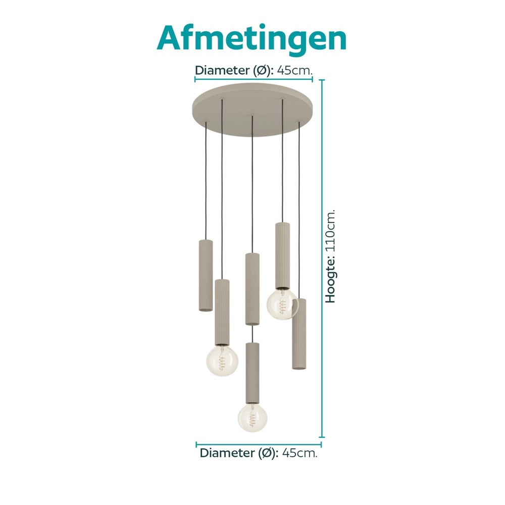 Design hanglamp Fariolo zand bruin 6-lichts Ø 48cm Eglo 9008606391653