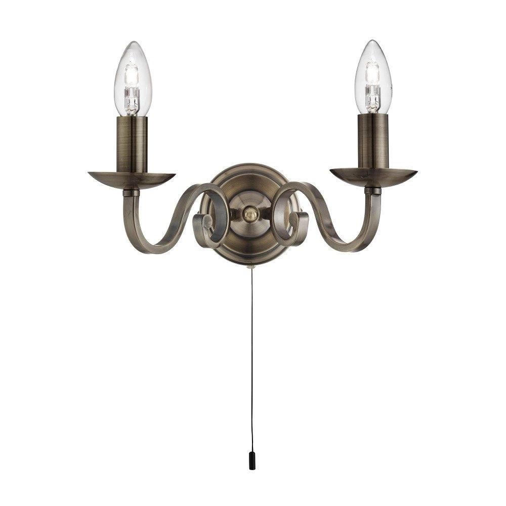 Klassieke wandlamp Richmond 2-lichts bronsbruin