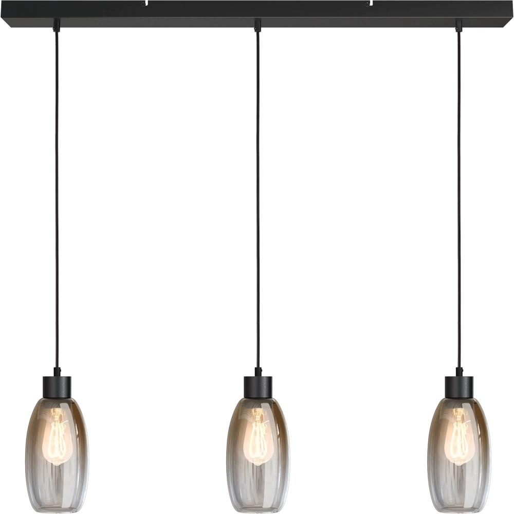 Glazen hanglamp Olive 3x Ø 12,5cm - zwart