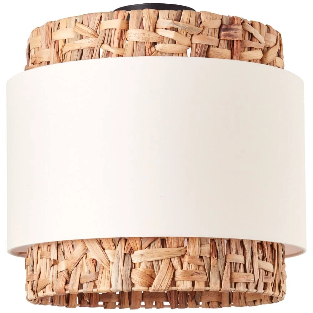 Plafondlamp Waterlilly rotan met witte stof Brilliant 4004353411946