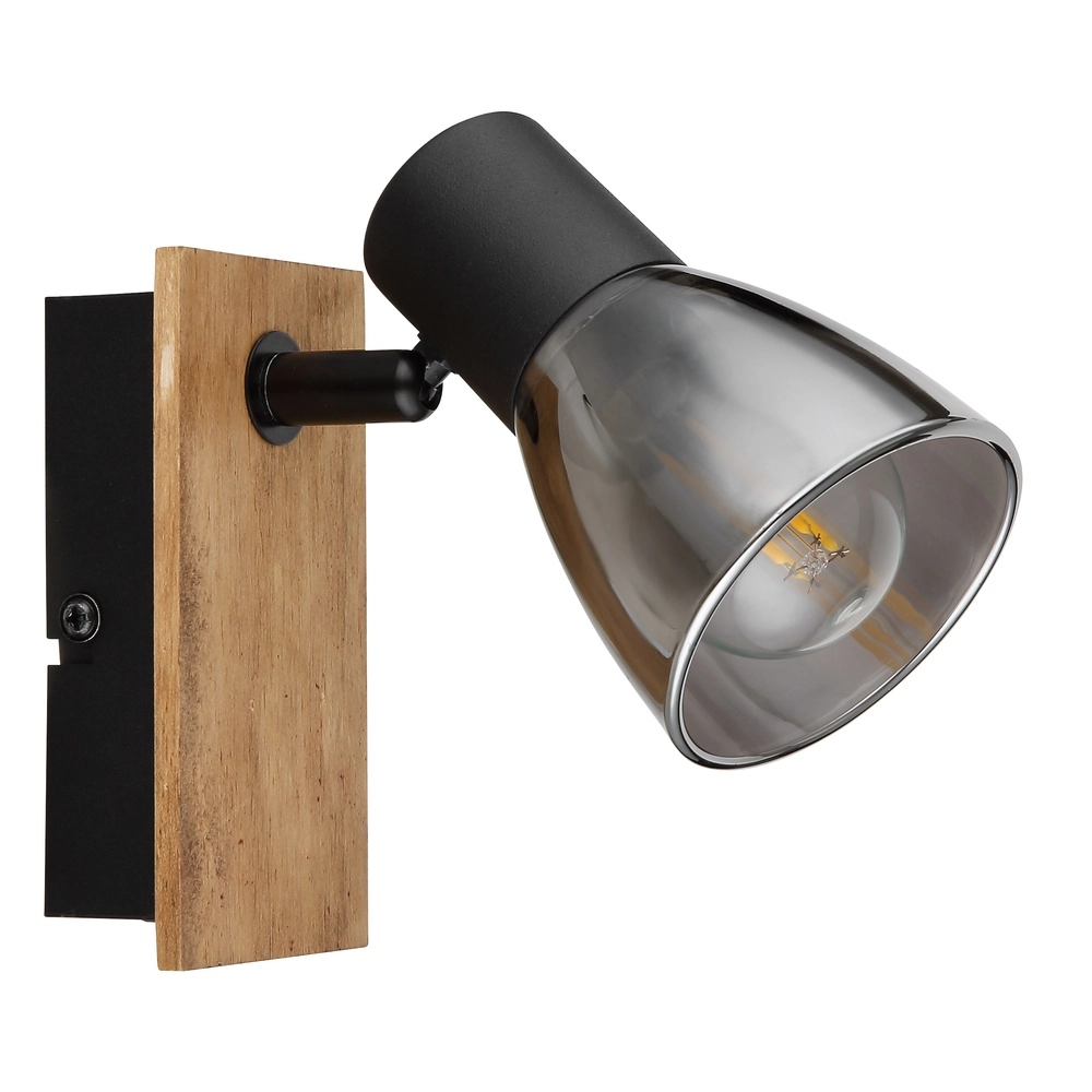 Wandlamp Claude zwart met hout Globo 9007371440207