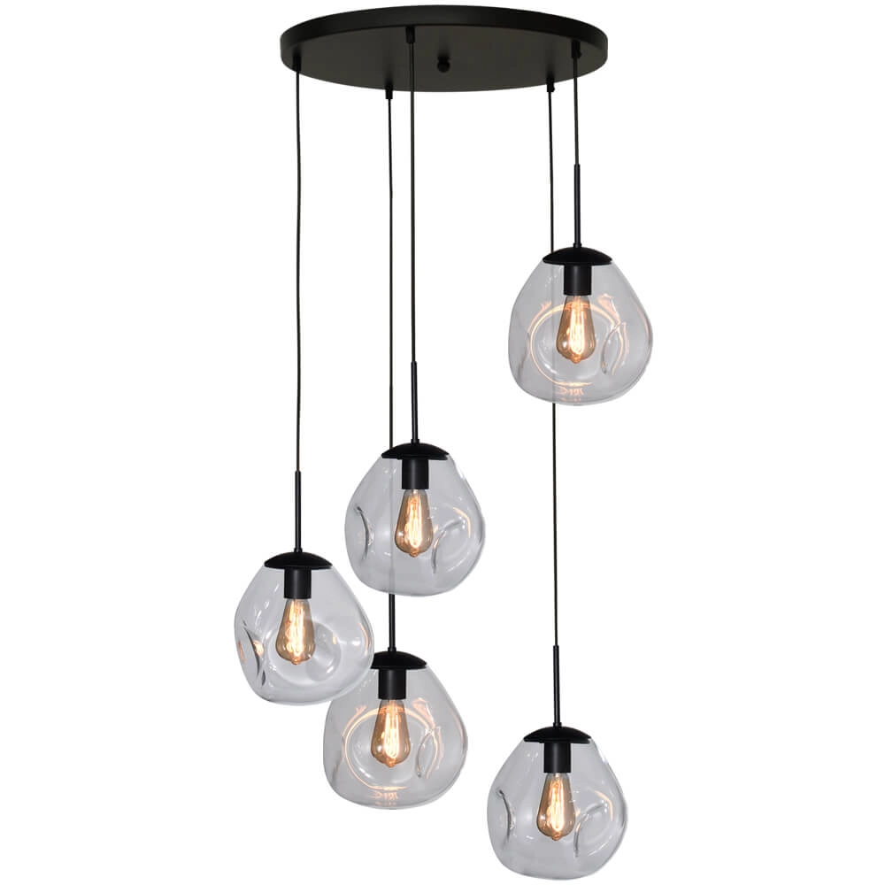 Vide hanglamp Lava 5x helder glas Ø 24cm