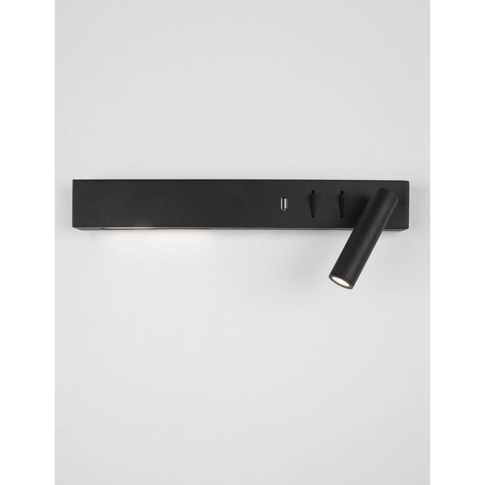Bedlampje Vida rechts zwart met usb