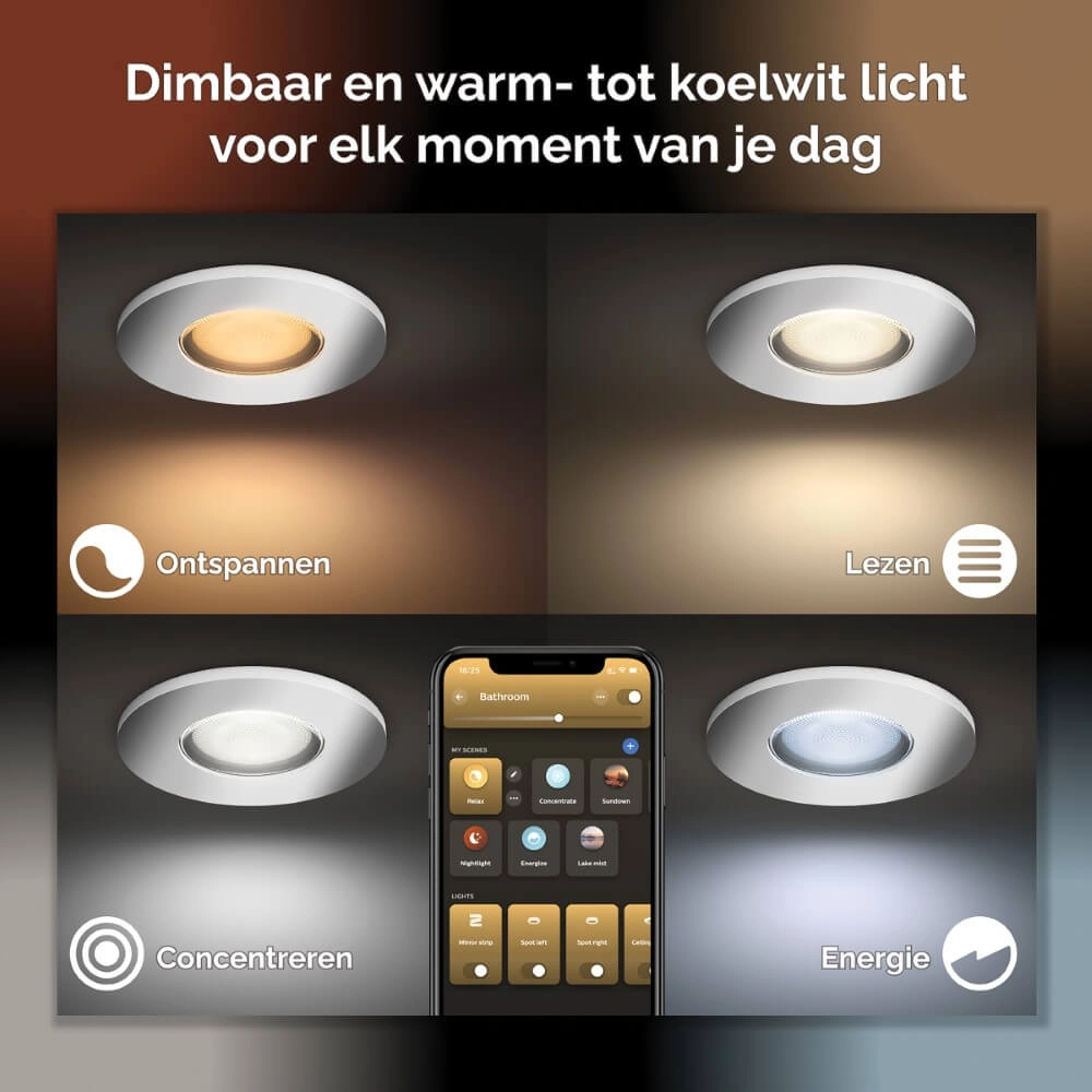 Inbouwspot Hue Xamento - White and color Zilver Philips 8719514355347