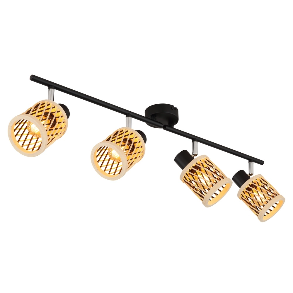 Wandlamp Mali 4-lichts zwart met kapjes