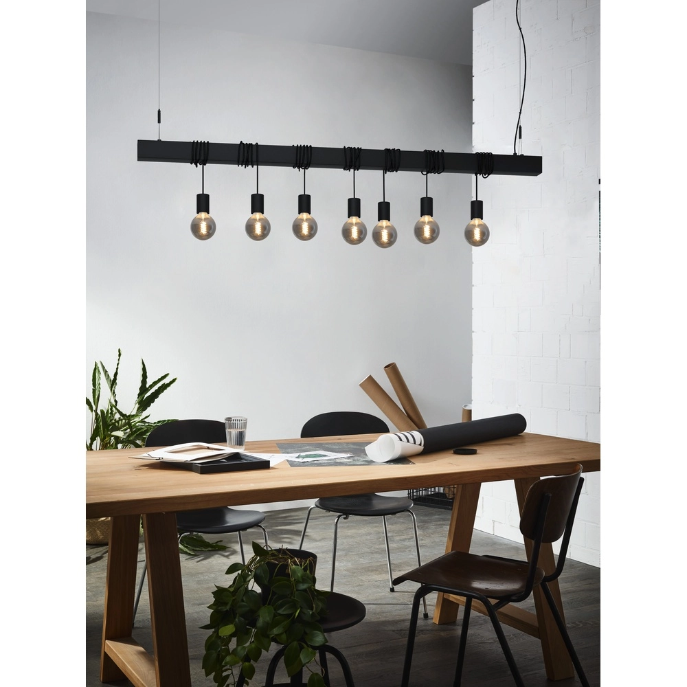 7-lichts hanglamp Townshend-B zwart - eettafel Eglo 9002759399382