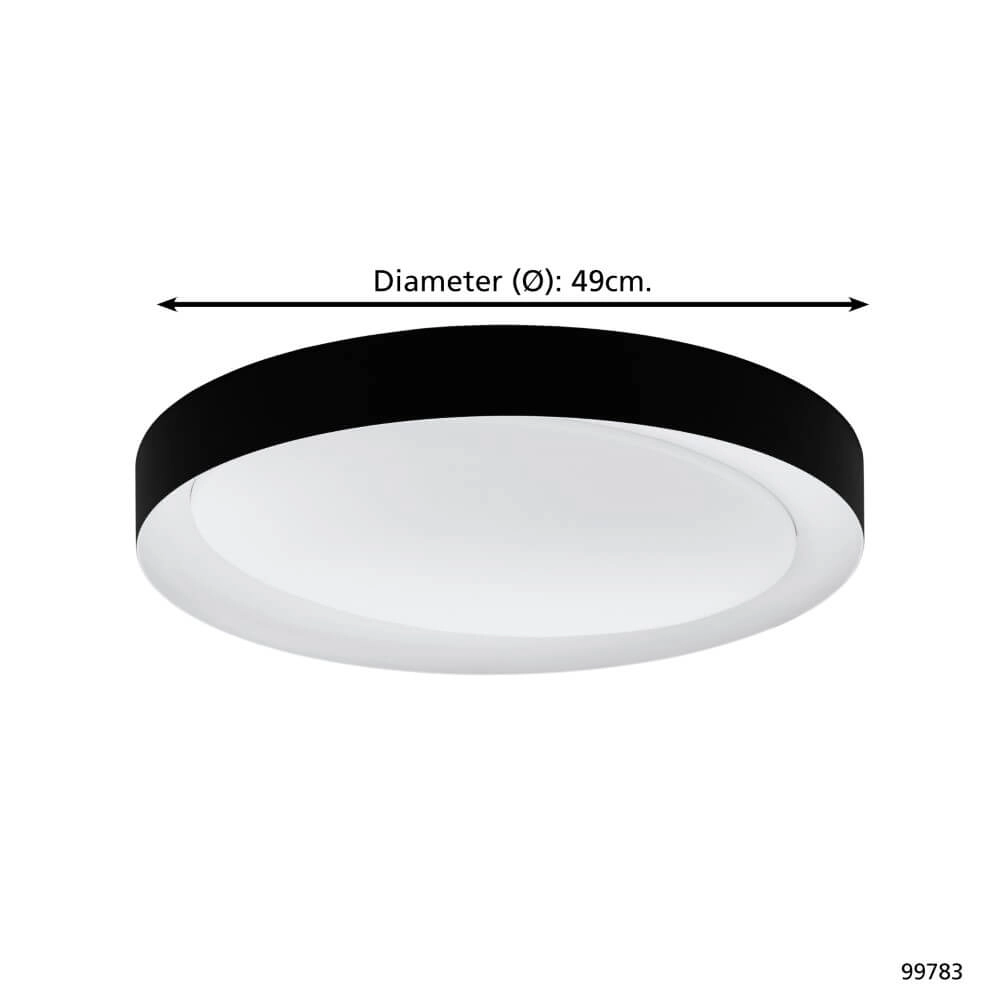 Zwarte plafondlamp Laurito Ø 49cm Eglo 9002759997830