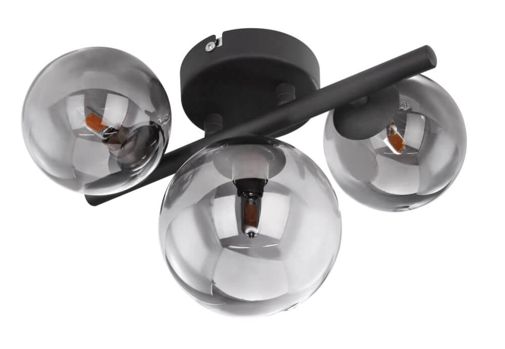 Zwarte plafondlamp met smoke glas Riha Globo 9007371396030