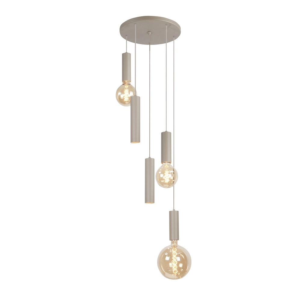 Design hanglamp Locarno zand bruin 5-lichts