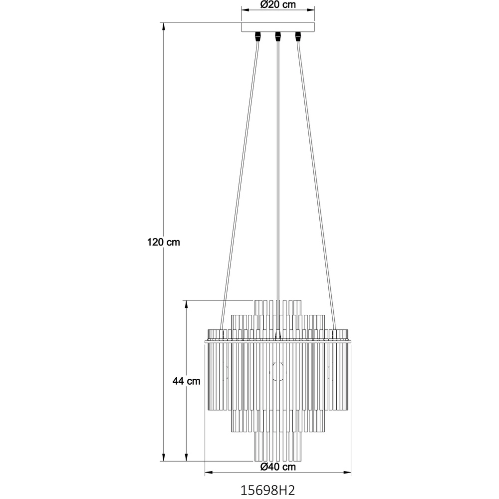 Hanglamp Ø 40cm Gorley zwart met smoke glas staafjes Globo 9007371515134