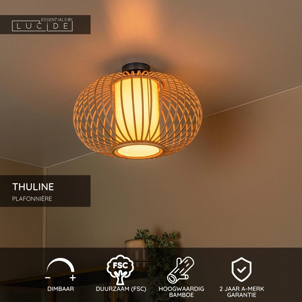 Plafondlamp Thuline houtlook Lucide 5411212051769