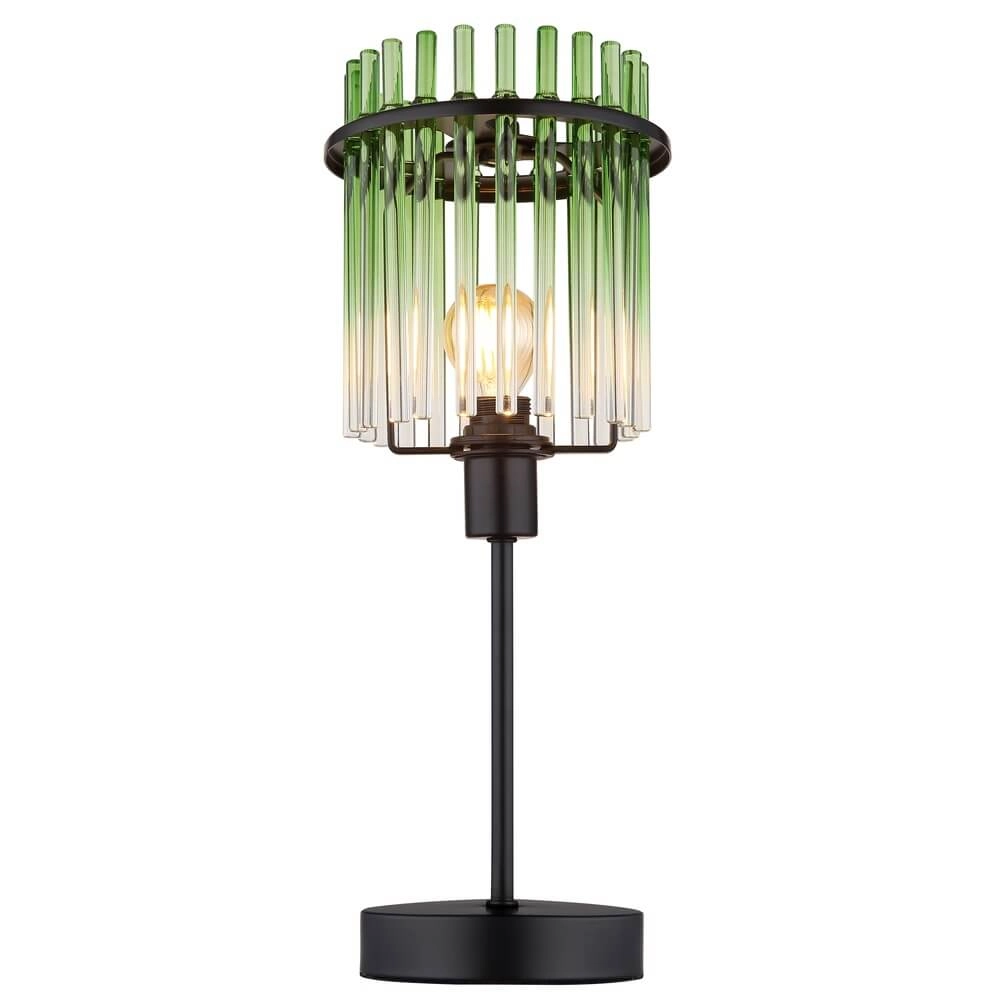 Zwarte tafellamp Gorley met groen glas Ø 15cm Globo 9007371465972