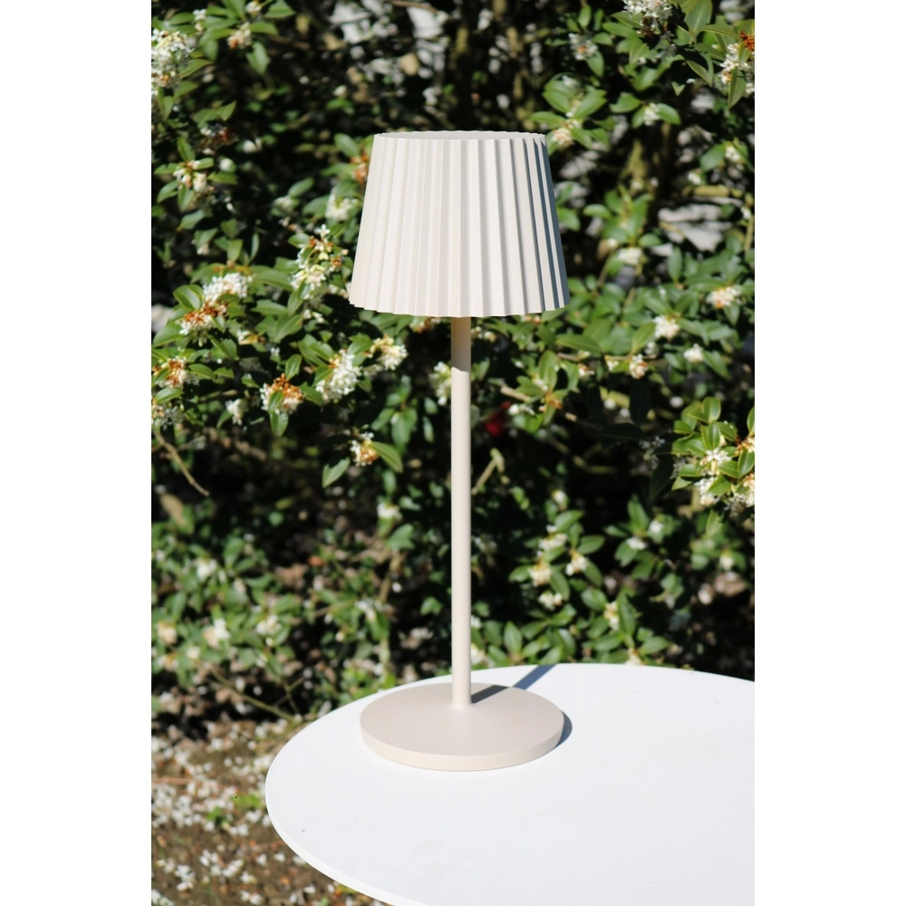 Oplaadbare tafellamp Justine zand bruin met oplaadstation Lucide 5411212272232