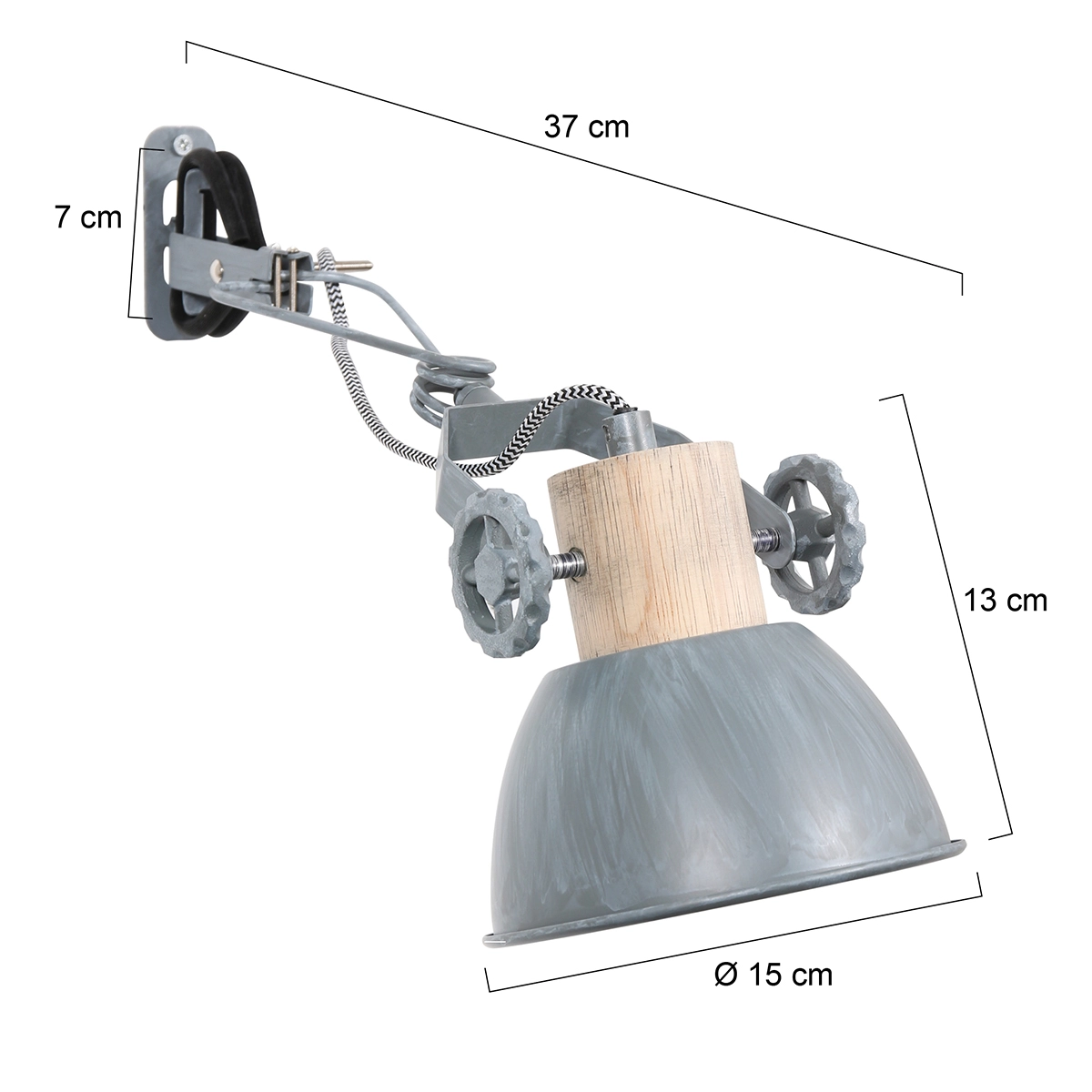 Klemspot Gearwood zinkgrijs met hout Steinhauer 8712746133776
