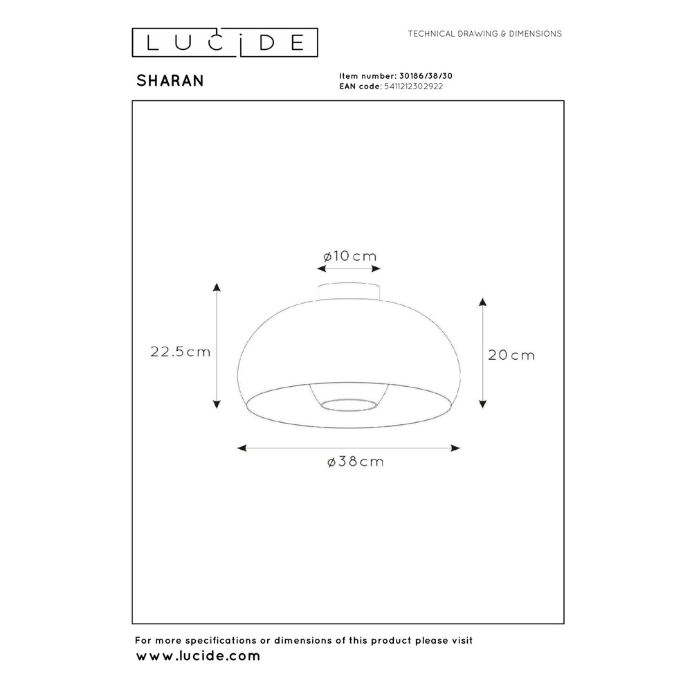 Plafondlamp Sharan Ø 38cm zwart Lucide 5411212302922