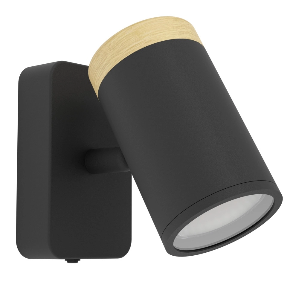 Wandlamp Consuma enkel zwart met hout