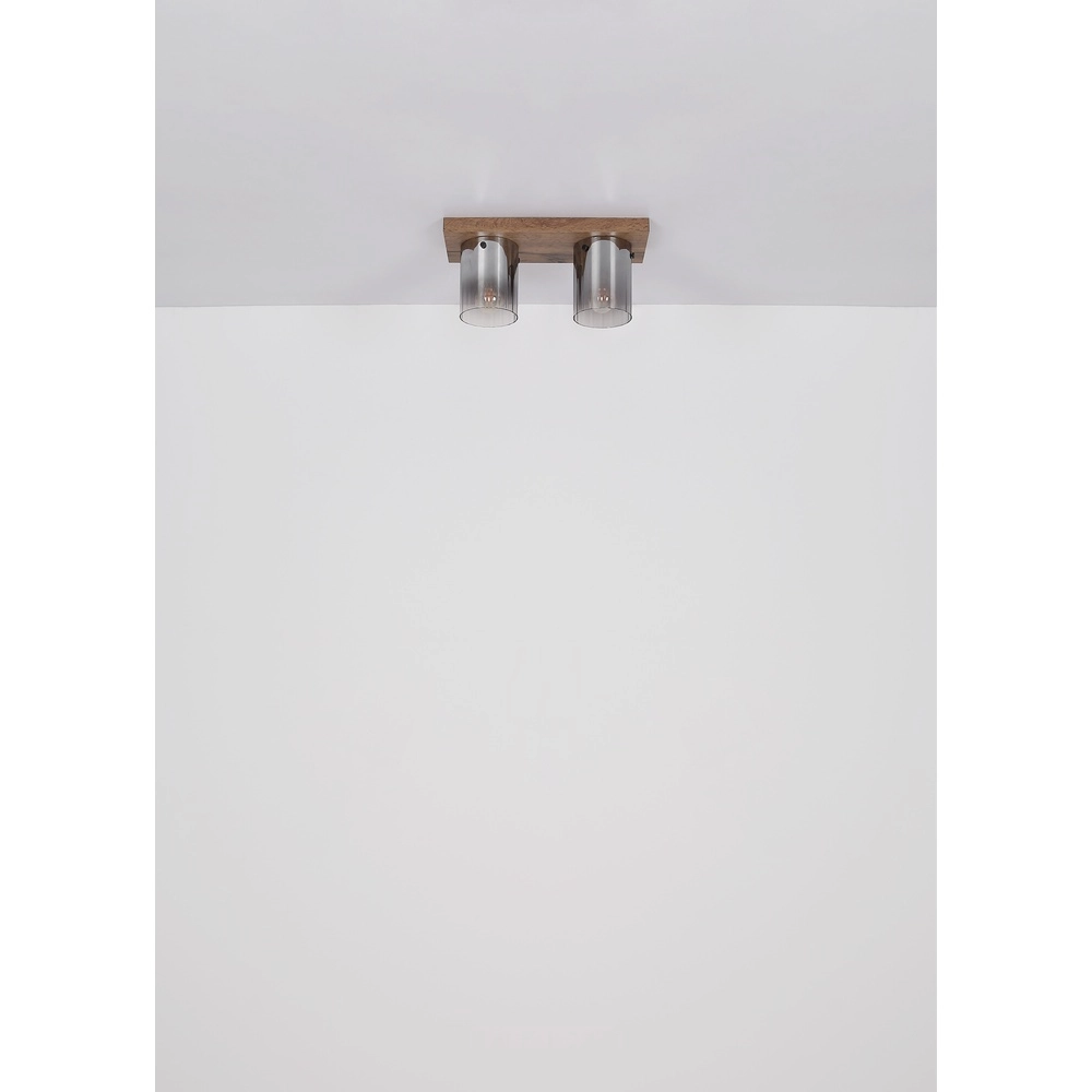 Plafondlamp Underwood hout 2-lichts Globo 9007371481033