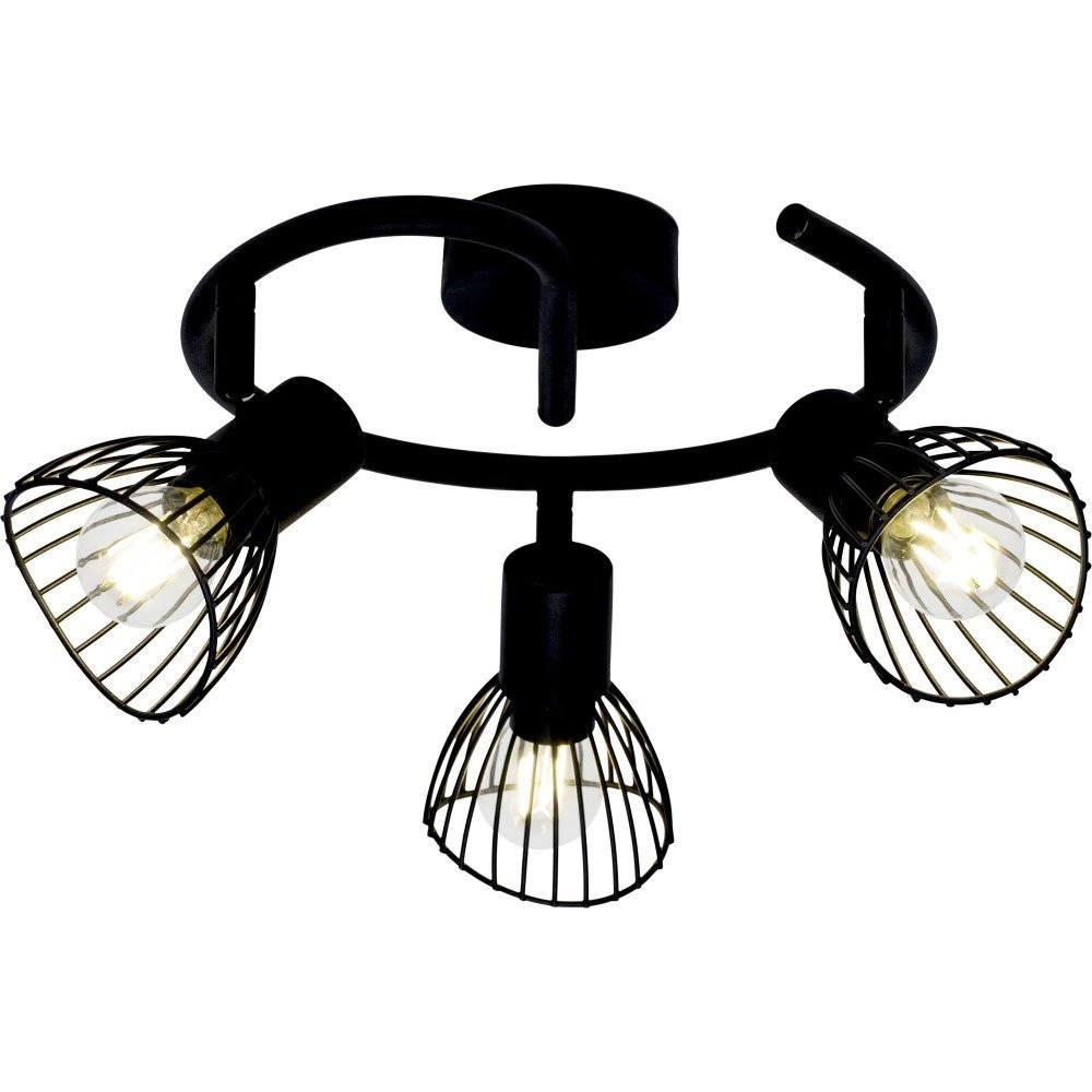 Zwarte plafondlamp Elhi 3-lichts