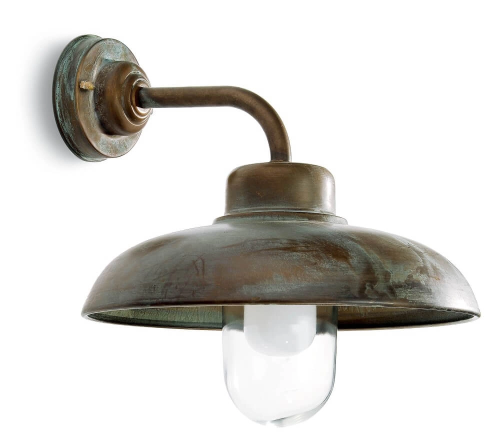 Strakke wandlamp Samoa verouderd messing