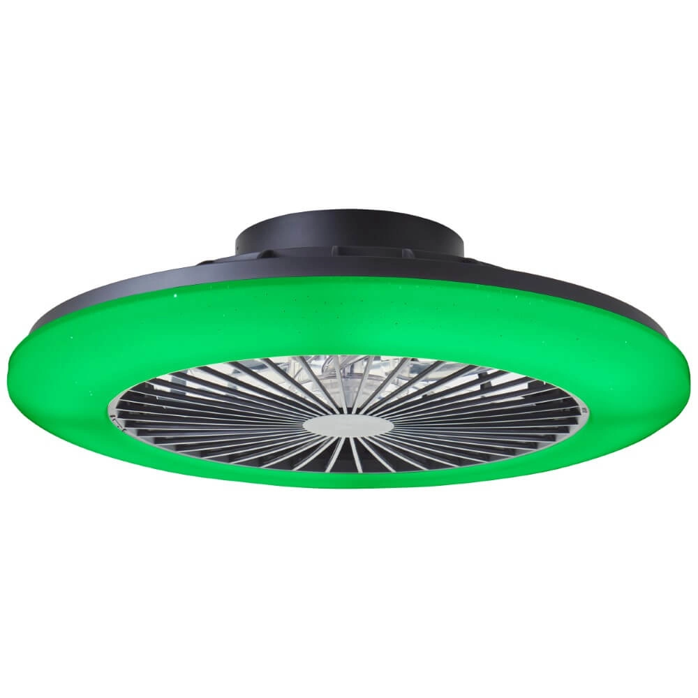 Zwarte ventilator Salerno met RGB functie Brilliant 4004353435881
