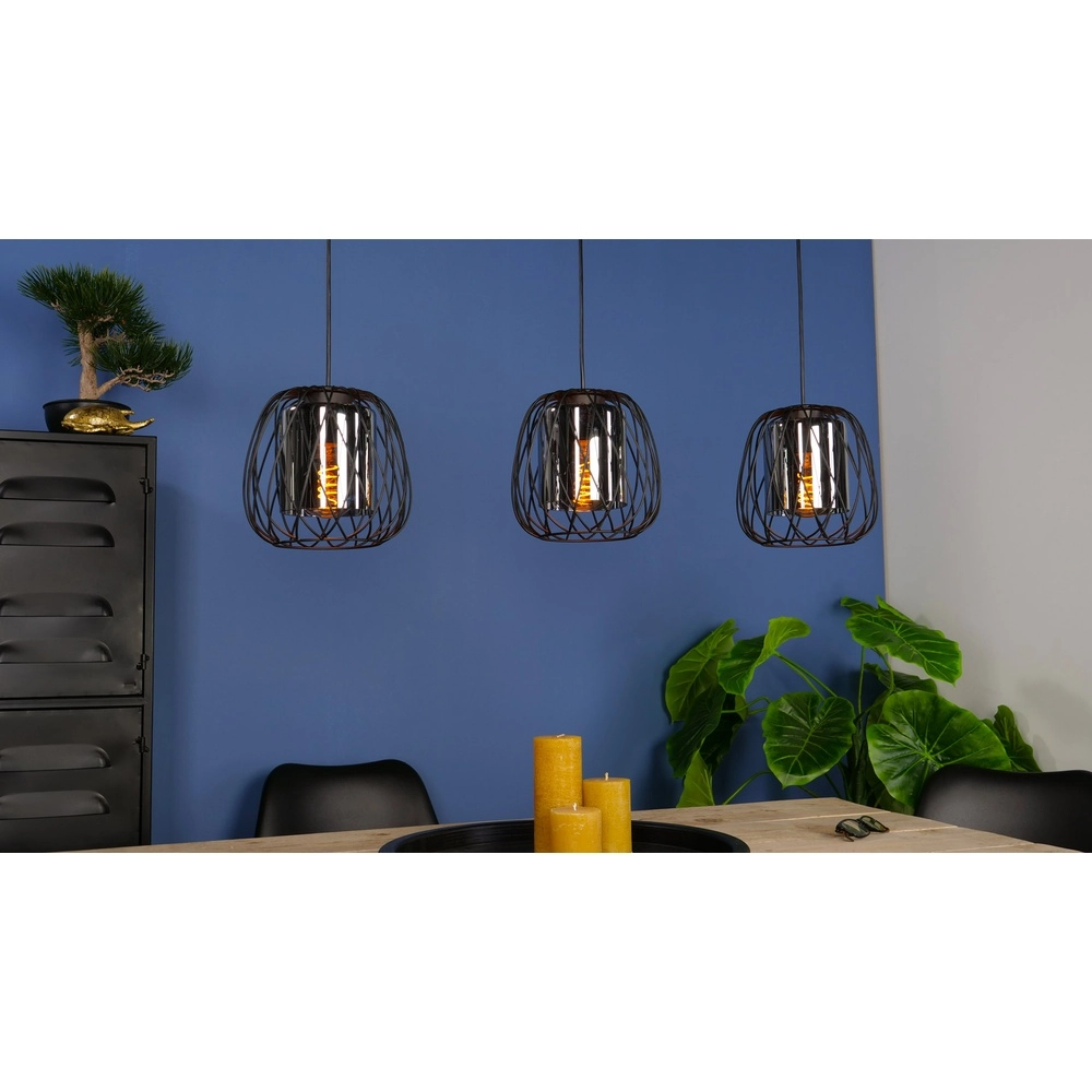 Draad hanglamp Floresta 3L - met smoke glas Eglo 9002759997069
