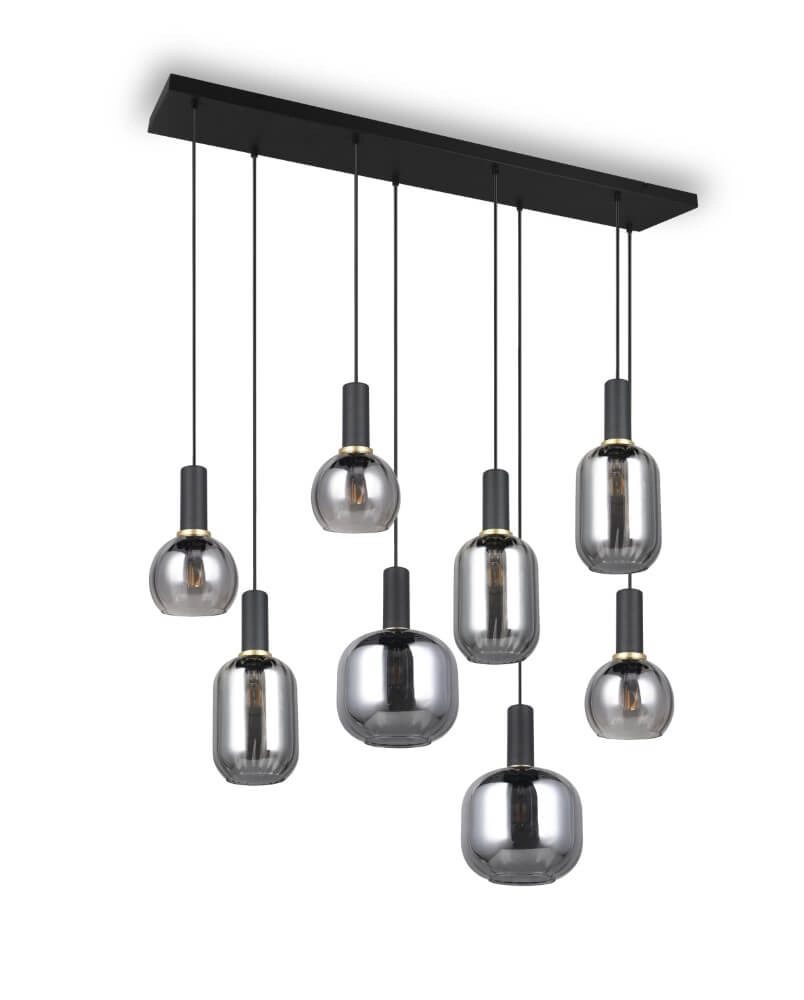 Eetkamer hanglamp Diva 8-lichts - smoke glas Trio 4017807614589